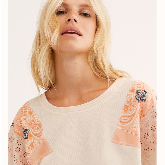 Free People Feelin' It Patch Alabaster Combo Shirt - Picture 7 of 14